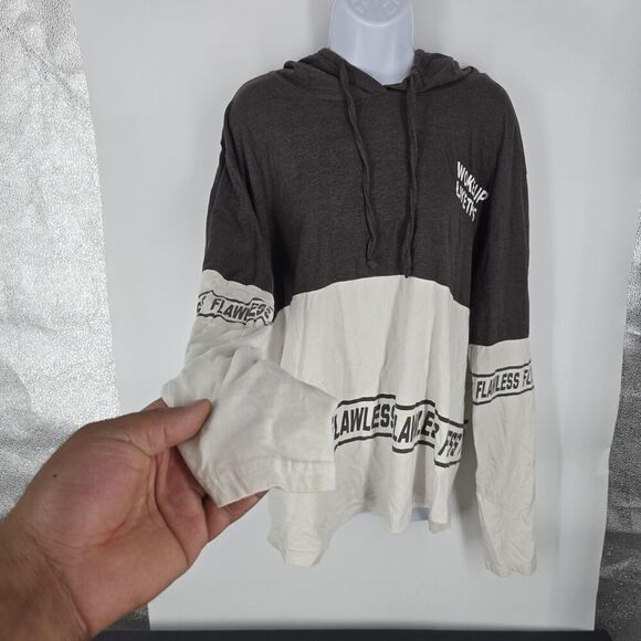 On Fire Shirt Womens 2X Gray White Hooded Long Sleeve Flawless Woke Up Like - Picture 4 of 6
